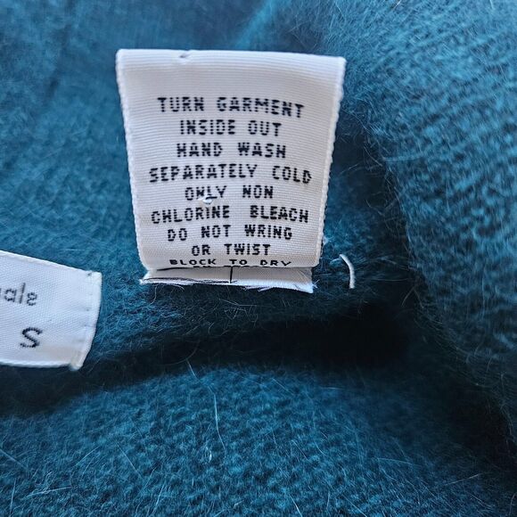Vintage EXPRESS Angora Blend Cardigan Sweater Large Teal Green Preppy Academia - Picture 7 of 7